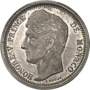 Honoré V (1819-1841). Essai de 2 francs en argent, by É. Rogat, Frappe spéciale (SP) 1838, Monaco.