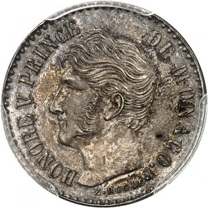 Honoré V. (1819-1841). Zkušební 1/2 franku ve stříbře, É. Rogat, Frappe spéciale (SP) 1838, Monako.
