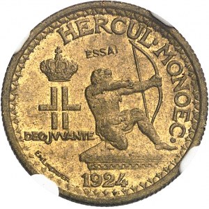 Louis II (1922-1949). Test of 50 centimes in cupro-aluminium 1924, éclair, Poissy.