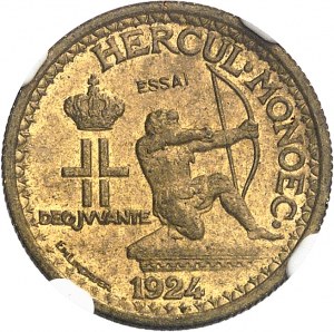 Louis II (1922-1949). Test of 50 centimes in cupro-aluminium 1924, éclair, Poissy.