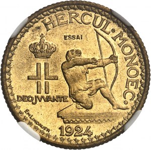 Louis II (1922-1949). Trial of 1 franc in cupro-aluminium 1924, éclair, Poissy.