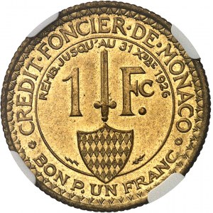 Louis II (1922-1949). Trial of 1 franc in cupro-aluminium 1924, éclair, Poissy.