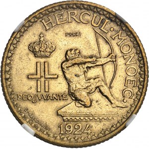 Louis II (1922-1949). Essai de 2 francs en cupro-aluminium 1924, éclair, Poissy.