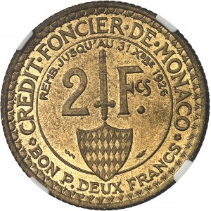 Ľudovít II (1922-1949). Skúška 2 frankov z meďnatého hliníka 1924, éclair, Poissy.