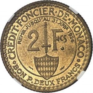 Louis II (1922-1949). Trial of 2 francs in cupro-aluminium 1924, éclair, Poissy.