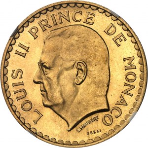 Louis II (1922-1949). Essai de 5 francs en Or 1945, Paris.