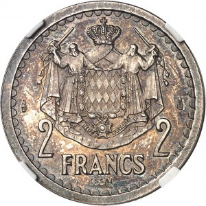 Louis II (1922-1949). Essai de 2 francs en argent ND (1943), Paris.