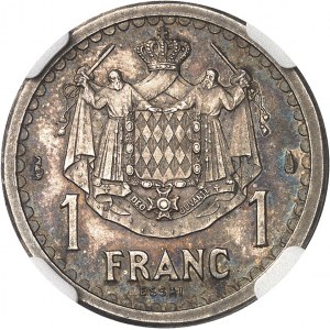 Louis II (1922-1949). 1 franc ND silver trial (1943), Paris.