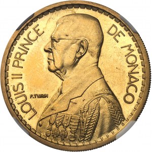 Louis II (1922-1949). Essai de 20 francs en Or 1947, Paris.