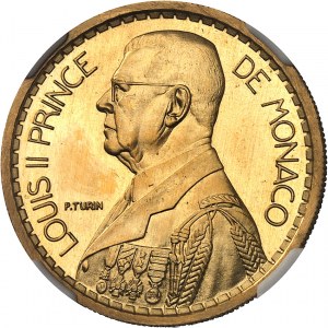 Louis II (1922-1949). Essai de 10 francs en Or 1946, Paris.