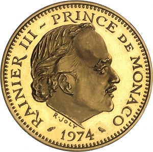 Rainier III (1949-2005). 5-franc gold coin, burnished flan (PROOF) 1974, Paris.