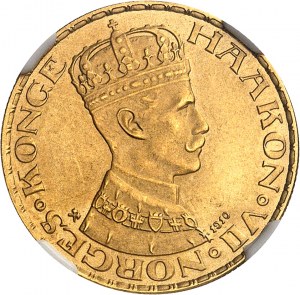 Haakon VII (1905-1957). 20. Kroner 1910, Kongsberg.