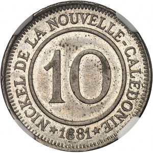 Terza Repubblica (1870-1940). 10 (centesimi), Société anonyme Le Nickel, conio 1881.