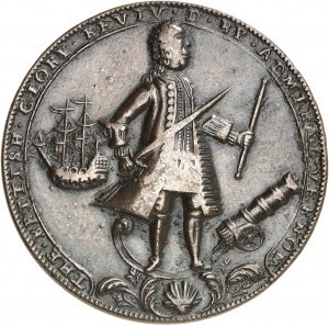 Edward Vernon, admirał i dowódca brytyjskiej floty w Indiach Zachodnich (1684-1757). Medal za zdobycie Portobelo 21 listopada 1739 [datowany na 22 listopada] 1739.