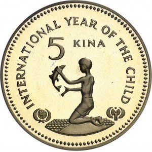 État indépendant (depuis 1975). Piéfort de 5 kina, Année internationale de l’enfant de 1979 (IYC) 1981.