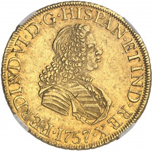 Ferdinando VI (1746-1759). 8 escudos 1757 JM, Lima.