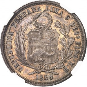 Republic of Peru (since 1821). 50 centimos 1859 YB/Y, Lima.