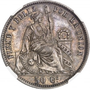 Repubblica del Perù (dal 1821). 50 centimos 1859 YB/Y, Lima.