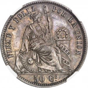 République du Pérou (depuis 1821). 50 centimos 1859 YB/Y, Lima.