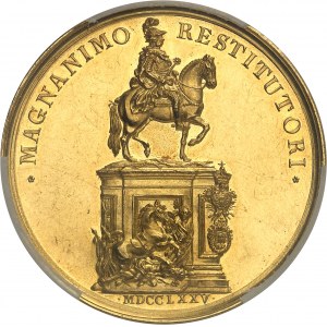 Giuseppe I (1750-1777). Medaglia d'oro, monumento equestre al re a Lisbona dopo la ricostruzione della città distrutta dal terremoto del 1755, opera di José Gaspar 1775, Lisbona.