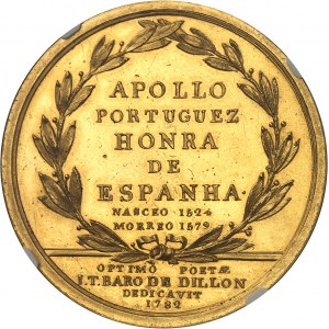 Marie a Pierre III (1777-1786). Zlatá medaila, ktorú Jean Talbot Dillon venoval pamiatke Luisa Vaza de Camoes 1782.