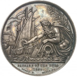 Jan VI (1799-1826). Medaile, Bitva u Doura (druhá bitva u Porta), vévoda z Wellingtonu, od Breneta a Duboise u Jamese Mudieho 1809, Londýn.
