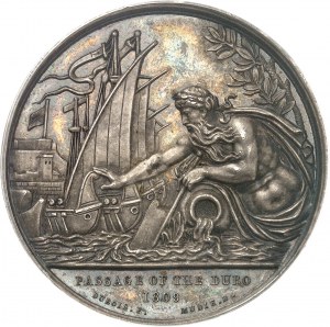 Giovanni VI (1799-1826). Medaglia, Battaglia del Douro (Seconda battaglia di Porto), il Duca di Wellington, da Brenet e Dubois a James Mudie 1809, Londra.