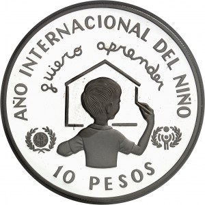 Dominikanische Republik (1844 bis heute). 10-Peso-Stück, Internationales Jahr des Kindes von 1979 (IYC) 1982, CHI, Chiasso (Valcambi S.A.).