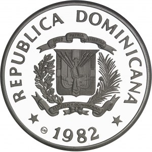 Dominikanische Republik (1844 bis heute). 10-Peso-Stück, Internationales Jahr des Kindes von 1979 (IYC) 1982, CHI, Chiasso (Valcambi S.A.).