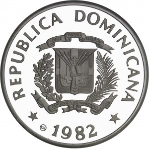Dominikánská republika (od roku 1844 do současnosti). Mince v hodnotě 10 peso, Mezinárodní rok dítěte 1979 (IYC) 1982, CHI, Chiasso (Valcambi S.A.).