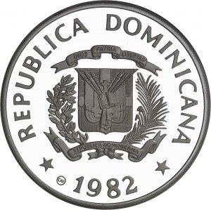 Dominikánska republika (od roku 1844 do súčasnosti). Minca 10 peso, Medzinárodný rok dieťaťa 1979 (IYC) 1982, CHI, Chiasso (Valcambi S.A.).