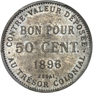 IIIe République (1870-1940). Essai de 50 cent. (bon pour), Frappe spéciale (SP) 1896, Paris.