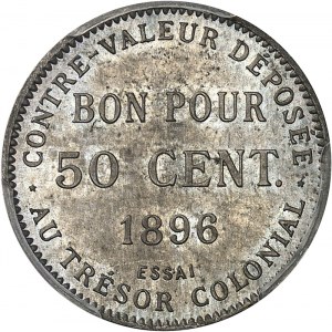 Third Republic (1870-1940). Essay of 50 cents (good for), Frappe spéciale (SP) 1896, Paris.