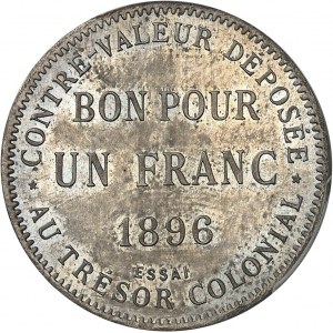 IIIe République (1870-1940). Essai de Un franc (bon pour), Frappe spéciale (SP) 1896, Paris.