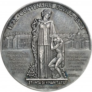 Michel I [Mihai I], regencja (1927-1930). Medal z okazji stulecia urodzin Karola z Avila (Carol Davila), generała i lekarza, autorstwa A. Lavrilliera, 1928.