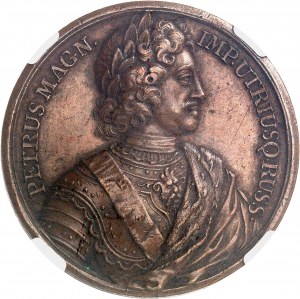 Piotr I Wielki (1689-1725). Medal, śmierć Piotra I Wielkiego, autor: J. Dassier 1725.