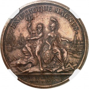 Pietro I il Grande (1689-1725). Medaglia, morte di Pietro I il Grande, di J. Dassier 1725.