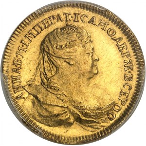 Anne (1730-1740). Jeton en or, au module du ducat, novodel, Paix du 7 septembre 1739 avec les Turcs 1739, Saint-Pétersbourg.