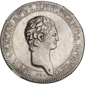 Alexander I. (1801-1825). Rubľový novodiel 1801 AI, СПБ, Petrohrad.