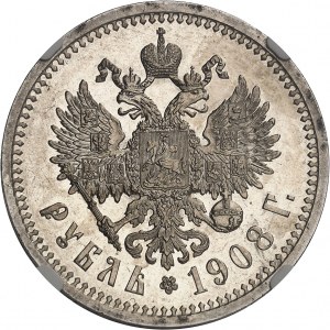 Nikolaus II. (1894-1917). Rubel, Brünierte Platte (PROOF) 1908 ЭБ, St. Petersburg.