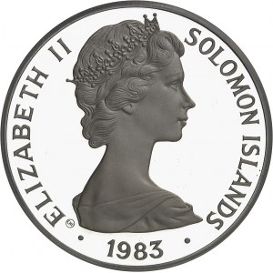 Elisabetta II (1952-2022). Moneta da 5 dollari, Anno Internazionale del Bambino 1979 (IYC) 1983, CHI, Chiasso (Valcambi S.A.).