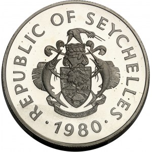 Republika (od roku 1976). Minca v hodnote 50 rupií, Medzinárodný rok dieťaťa 1979 (MDD) 1980, Londýn.