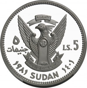 Republik (seit 1956). Piéfort von 5 sudanesischen Pfund, Internationales Jahr des Kindes von 1979 (IYC) AH 1401 - 1981.