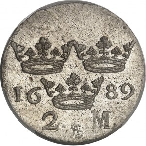Karol XI (1660-1697). 2 značka 1689 AS, Štokholm.
