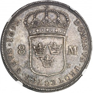 Charles XI (1660-1697). 8 mark 1692 AS, Stockholm.