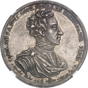 Carlo XII (1697-1718). Tallero per la pace di Altranstädt del 1707 e il suo accordo di esecuzione di Breslau nel 1709, secondo tipo 1709, Stettino (Stettin).