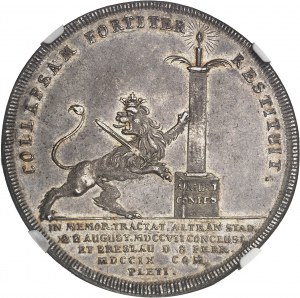 Charles XII (1697-1718). Thaler for the Peace of Altranstädt of 1707 and its execution agreement of Breslau in 1709, 2nd type 1709, Szczecin (Stettin).