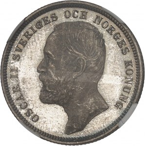 Oscar II (1872-1907). 1 krona, Flan bruni (PROOF) 1890 EB, Stockholm.