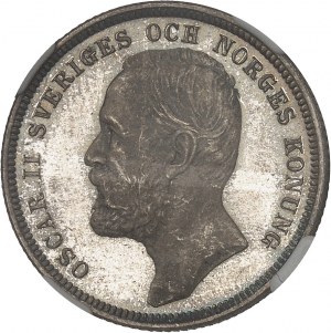 Oscar II (1872-1907). 1 krona, Flan bruni (PROOF) 1890 EB, Stockholm.