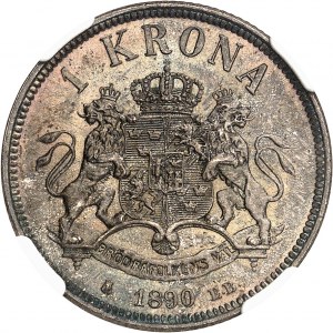 Oscar II (1872-1907). 1 krona, Gebrannter Rohling (PROOF) 1890 EB, Stockholm.